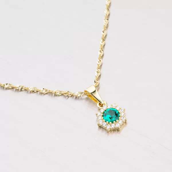 Zlatý prívesok so zeleným zirkónom 352p-130086-06