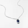 Strieborný náhrdelník so zirkónmi a zafírom SETST-15145