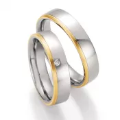 Oceľové snubné prstene so zlatom a diamantom ST-01850