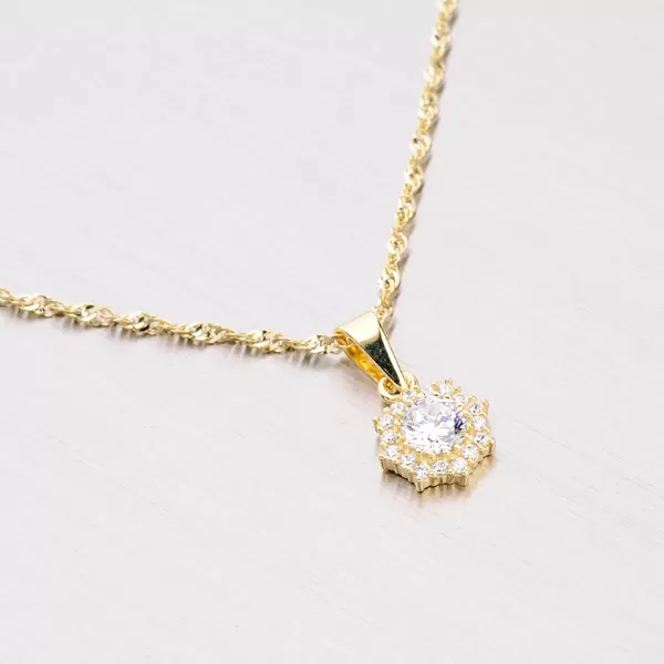 Zlatý prívesok s bielymi zirkónmi 352P-130086-01