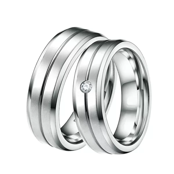 Snubné prstene oceľové so zirkónom ST-88034