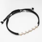 Strieborný povrázkový náramok s perlami BST-14550