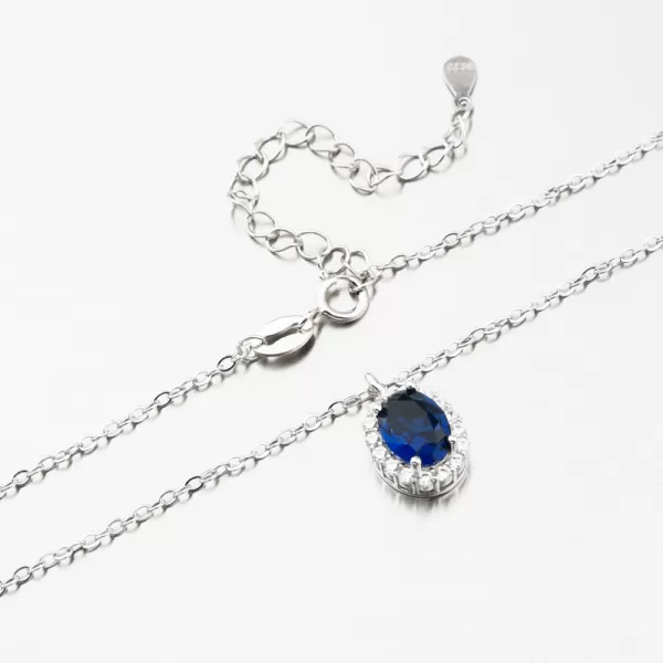Strieborný náhrdelník so zirkónmi a zafírom SETST-15145