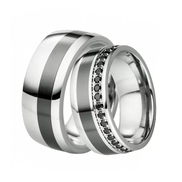 Oceľové snubné prstene s keramikou SKS-88099