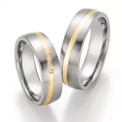 Oceľové snubné prstene so zlatom a diamantmi ST-01870