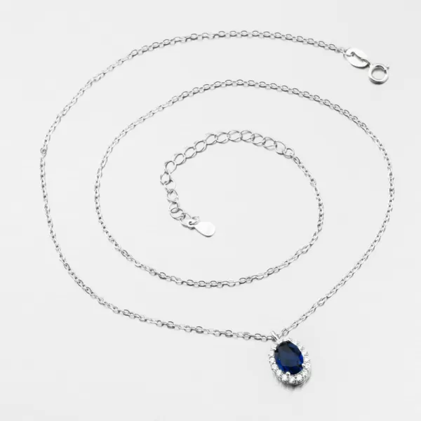 Strieborný náhrdelník so zirkónmi a zafírom SETST-15145