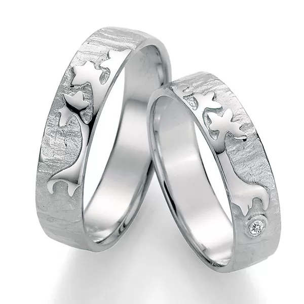 Strieborné snubné prstene s diamantom SP-51090