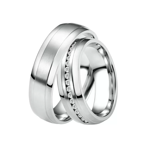 Oceľové snubné prstene so zirkónmi ST-88082