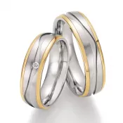 Oceľové snubné prstene so zlatom a diamantom ST-01810