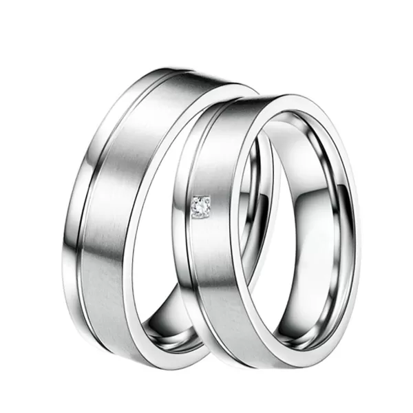 Oceľové snubné prstene so zirkónom ST-88033