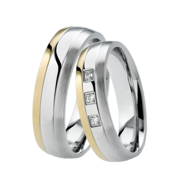 Oceľové snubné prstene so zlátením ST-88049