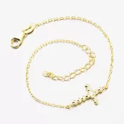 Pozlátený strieborný náramok kríž so zirkónmi BST-14580