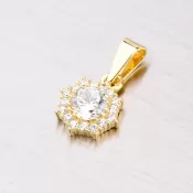 Zlatý prívesok s bielymi zirkónmi 352P-130086-01