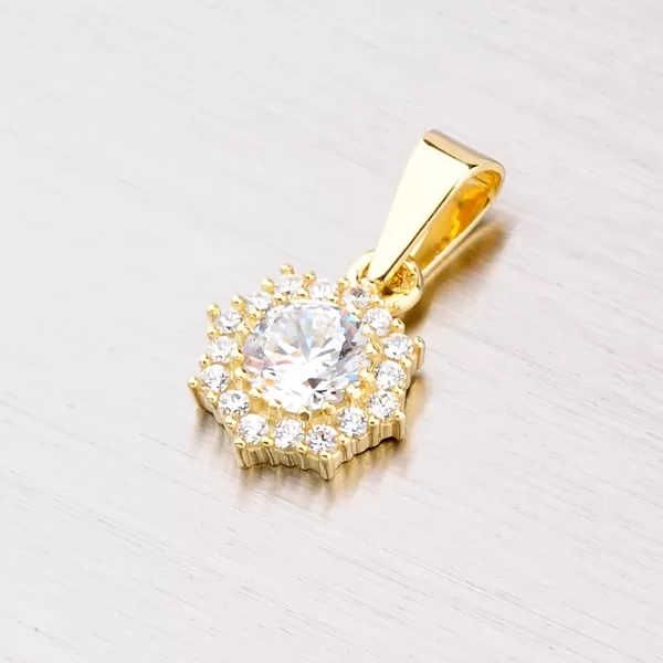 Zlatý prívesok s bielymi zirkónmi 352P-130086-01