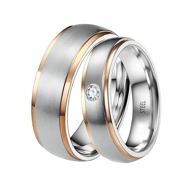 Snubné prstene - oceľ + pozlátenie ST-88064