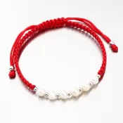 Strieborný povrázkový náramok s perlami BST-14549