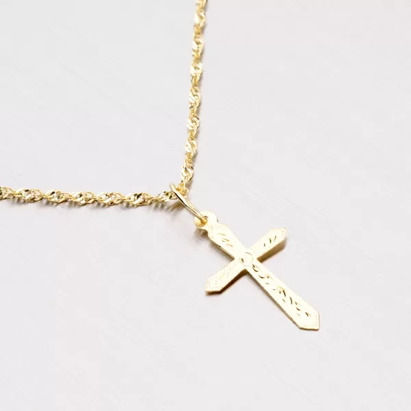 Zlatý gravírovaný krížik 322-0100