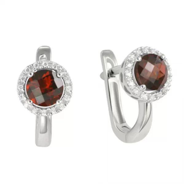 Dámsky prsteň biele zlato 585/1000 prírodný diamant 0,96 ct a granát GKW47231GRA