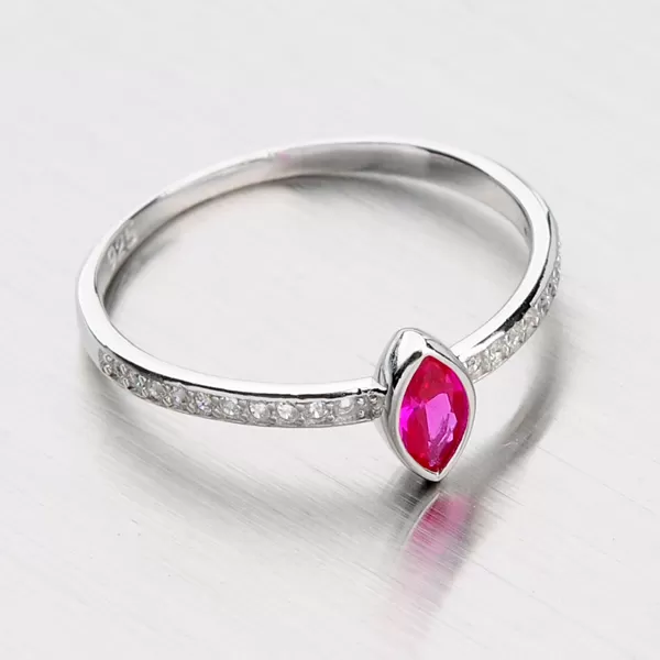 Strieborný prsteň so syntetickým rubínom a zirkónmi RXC15140058RUB
