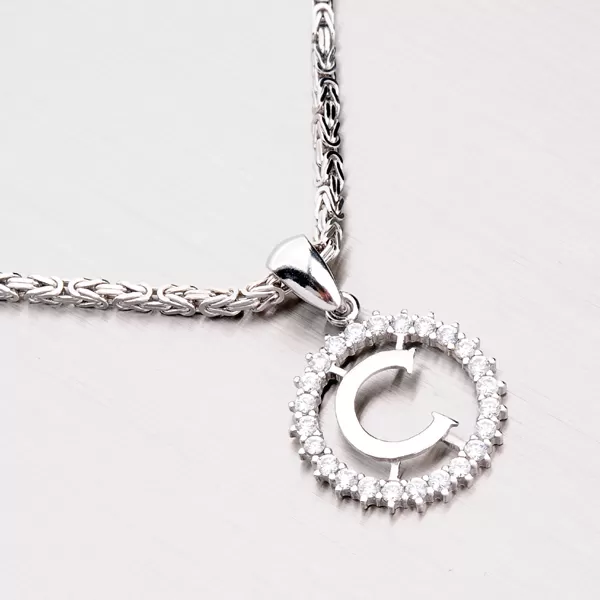 Strieborné písmenko so zirkónmi - C MPN5192-C