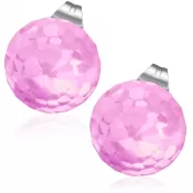 Oceľové kôstky s ružovým kryštálom GECJ079