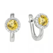 Náušnice z bieleho zlata s diamantmi a citrínom GKW47232CIT