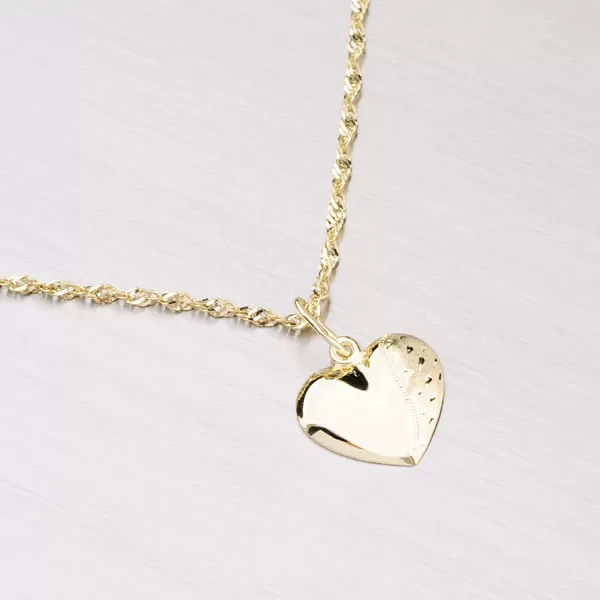 Zlaté srdce s gravírovaním ruky 322p-131016