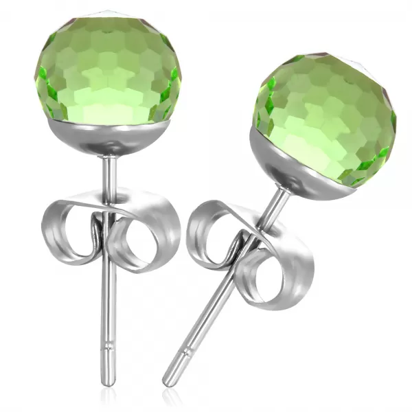 Oceľové kôstky so zeleným kryštálom GECJ088