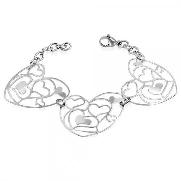 Oceľový náramok so srdiečkami GNBB593