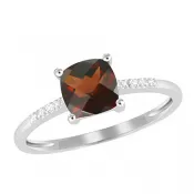 Dámsky prsteň biele zlato 585/1000 prírodný diamant 1,15 ct a granát GKW48525GR