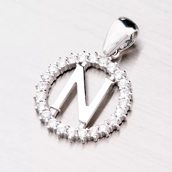 Strieborné písmenko so zirkónmi - N MPN5192-N