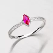 Strieborný prsteň so syntetickým rubínom a zirkónmi RXC15140058RUB