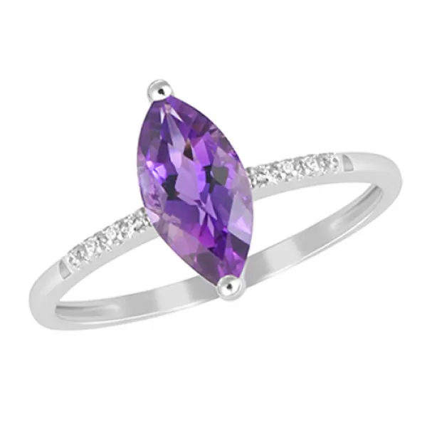 Prsteň s ametystom a diamantmi GKW48529AME