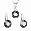 Súprava šperkov s kryštálmi Swarovski náušnice, retiazka a prívesok čierne okrúhle 39140.5 hematite