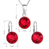 Sada šperkov s kryštálmi Swarovski náušnice, retiazka a prívesok červené okrúhle 39140.3