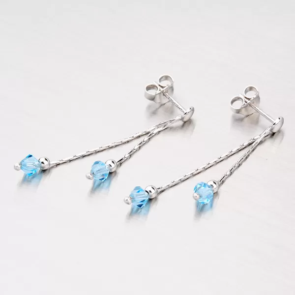 Visiace náušnice s kryštálom M6015SW-Blue