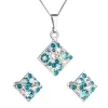 Sada šperkov s kryštálmi Swarovski náušnice, retiazka a prívesok modrý kosoštvorec 39126.3 turquoise