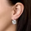 Strieborné náušnice visiace s kryštálmi Swarovski ružové okrúhle 31176.3