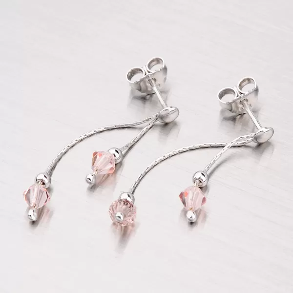 Náušnice s kryštálmi M6015SW-Pink