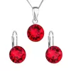 Sada šperkov s kryštálmi Swarovski náušnice, retiazka a prívesok červené okrúhle 39140.3
