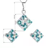 Sada šperkov s kryštálmi Swarovski náušnice, retiazka a prívesok modrý kosoštvorec 39126.3 turquoise