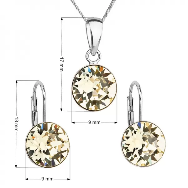Súprava šperkov s kryštálmi Swarovski náušnice, retiazka a prívesok žlté okrúhle 39140.3