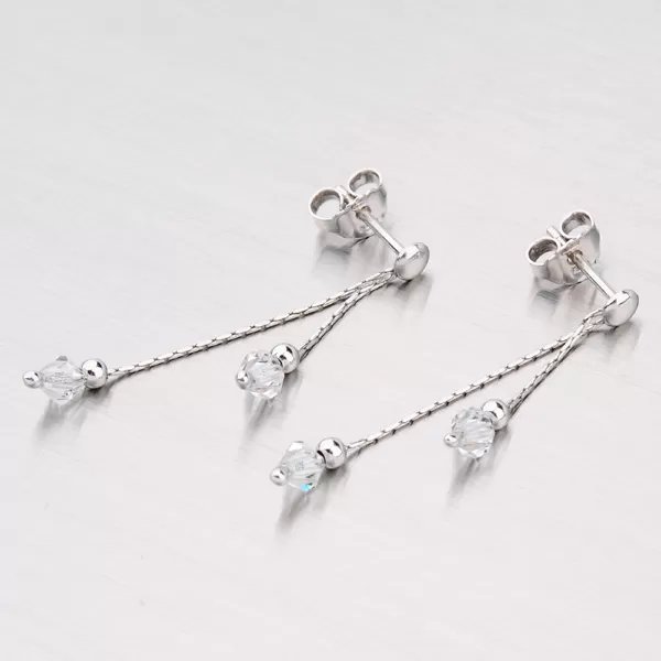 Strieborné náušnice s kryštálmi M6015SW-White