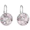 Strieborné náušnice visiace s kryštálmi Swarovski ružové okrúhle 31176.3