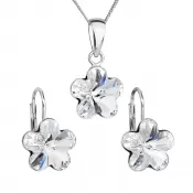 Sada šperkov s kryštálmi Swarovski náušnice, retiazka a prívesok biela kytička 39143.1