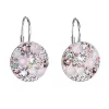 Strieborné náušnice visiace s kryštálmi Swarovski ružové okrúhle 31176.3