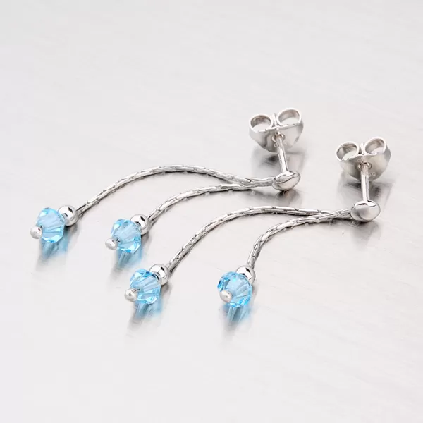 Visiace náušnice s kryštálom M6015SW-Blue