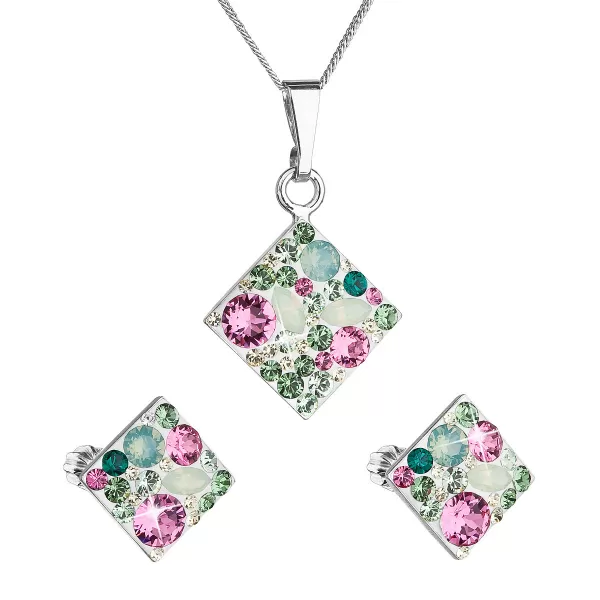 Sada šperkov s náušnicami Swarovski, reťazovými a príveskovými zelenými diamantmi 39126.3 Chrysolite
