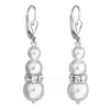 Strieborné náušnice visiace so syntetickými perlami a kryštálmi Swarovski biele okrúhle 31150.1
