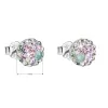 Strieborné náušnice pecka s kryštálmi Swarovski mix farieb okrúhle 31136.3 sakura